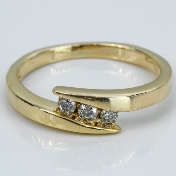 14k Yellow Gold Three-Stone Diamond Anniversary Band Ring - Picture 1 of 4